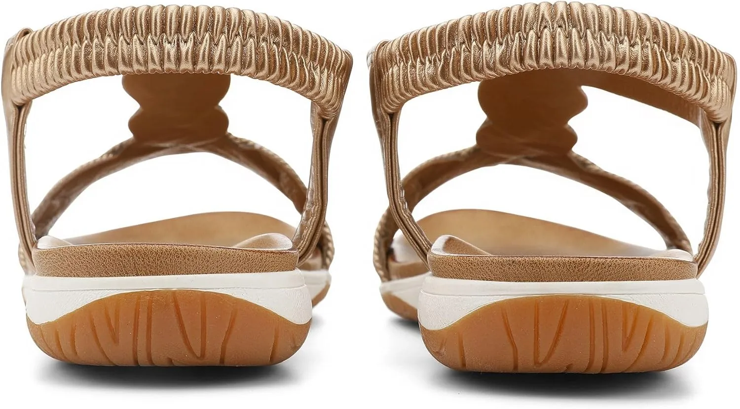 UBFEN Flat Sandals For Women Dressy Walking Comfortable Sandal With Rhinestone Braid Elastic Strap Summer Vacation