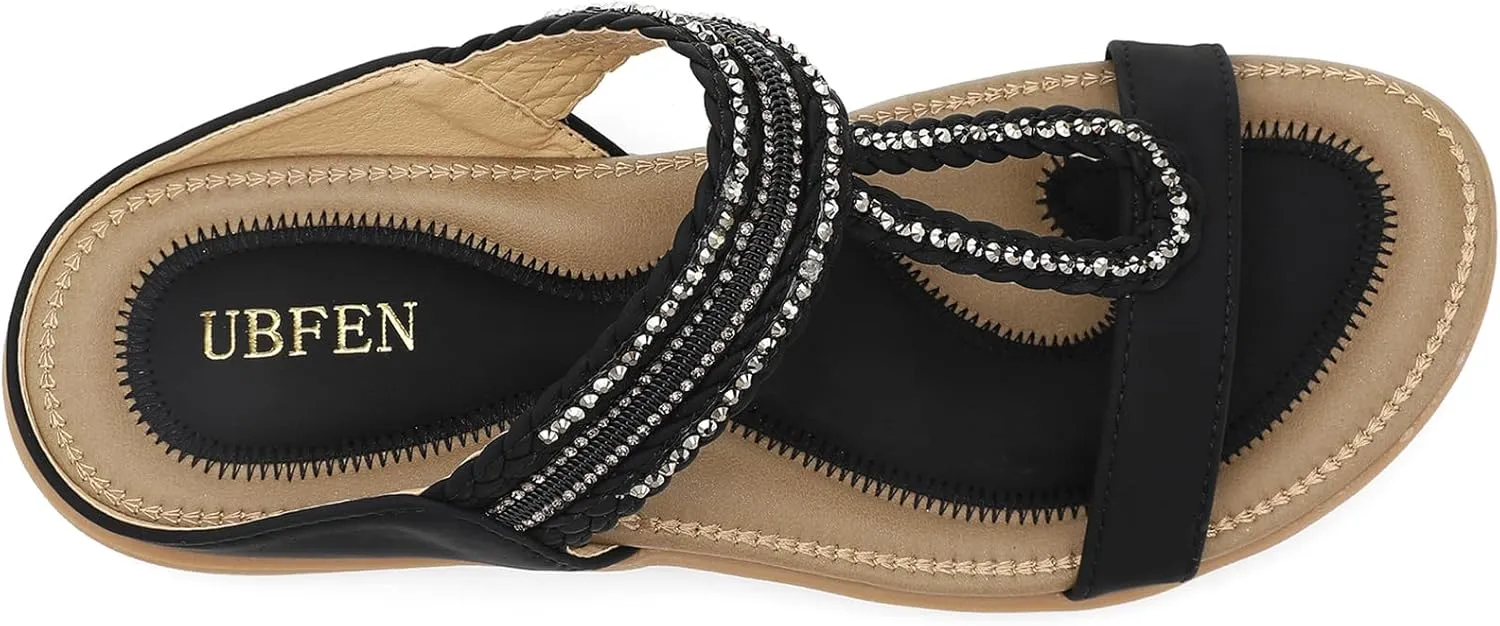 UBFEN Womens Slides Walking Sandals Comfortable Platform Slip On Dressy Summer