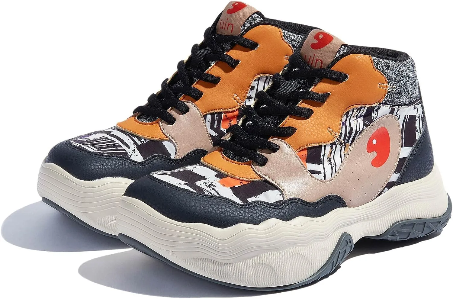 UIN Women's Chunky Platform Fashion Sneakers Walking Casual Comfortable Art Painted Travel Hiking Shoes Catalonia