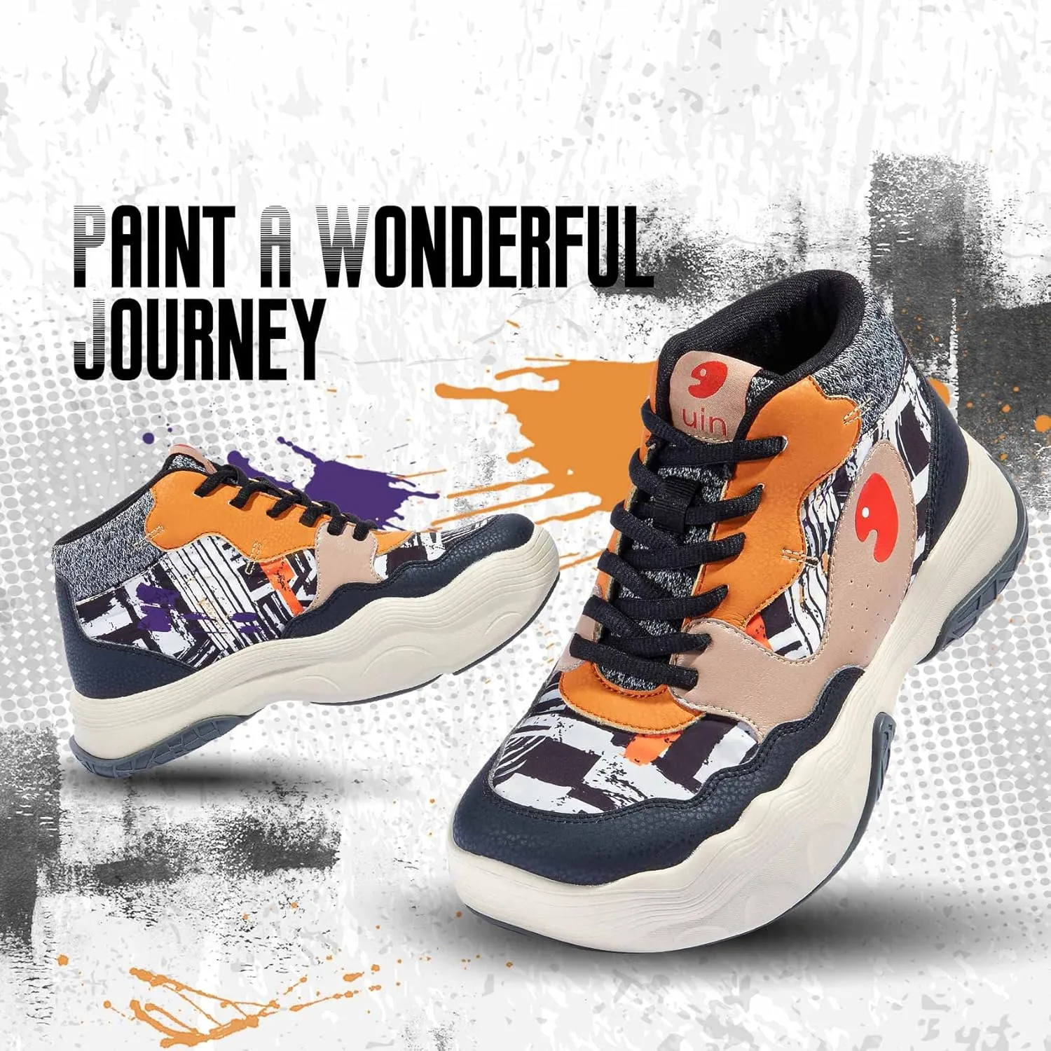 UIN Women's Chunky Platform Fashion Sneakers Walking Casual Comfortable Art Painted Travel Hiking Shoes Catalonia