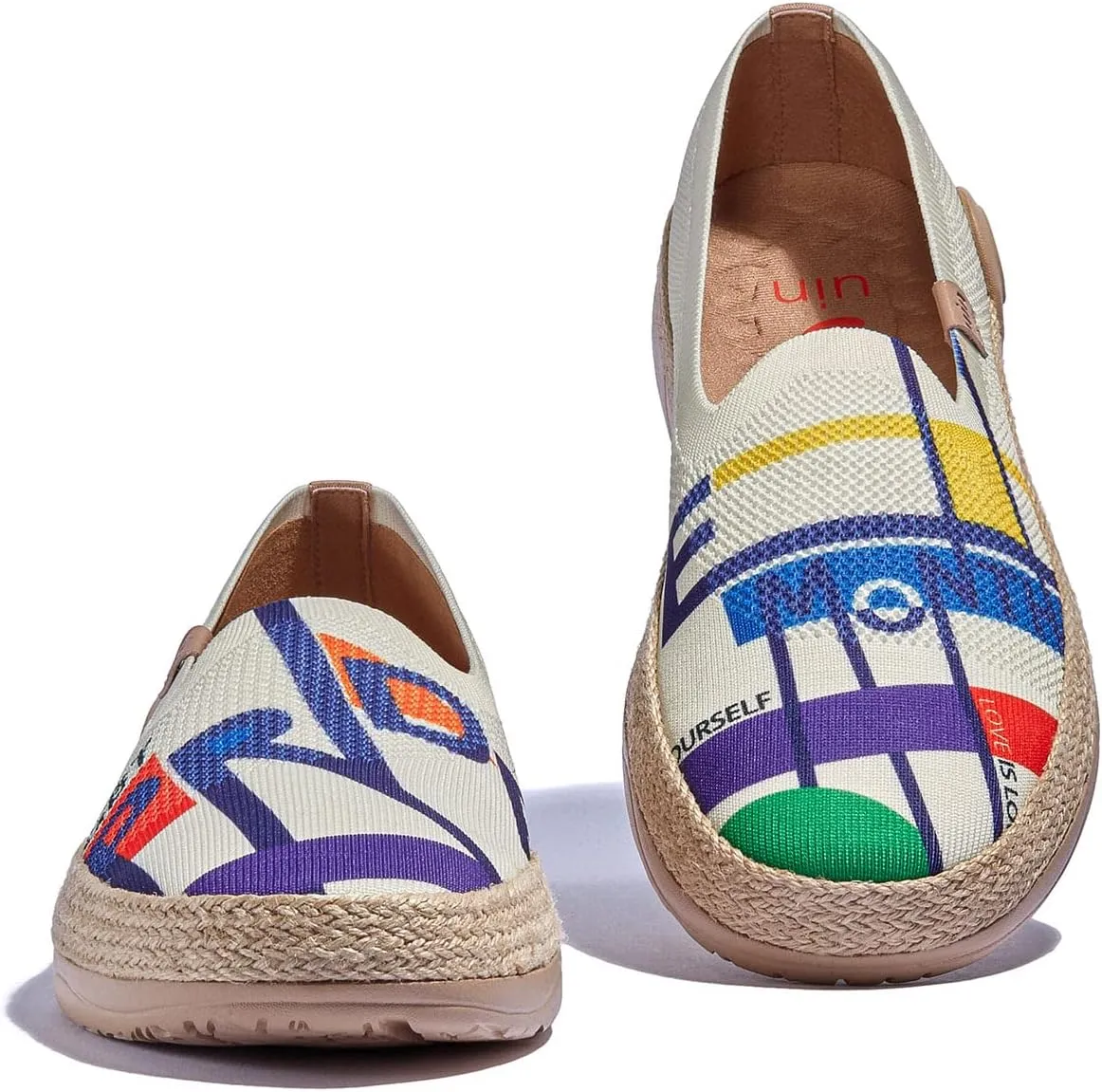 UIN Women's Espadrilles Slip On Lightweight Walking Casual Loafers Comfortable Art Painted Travel Shoes Marbella Series