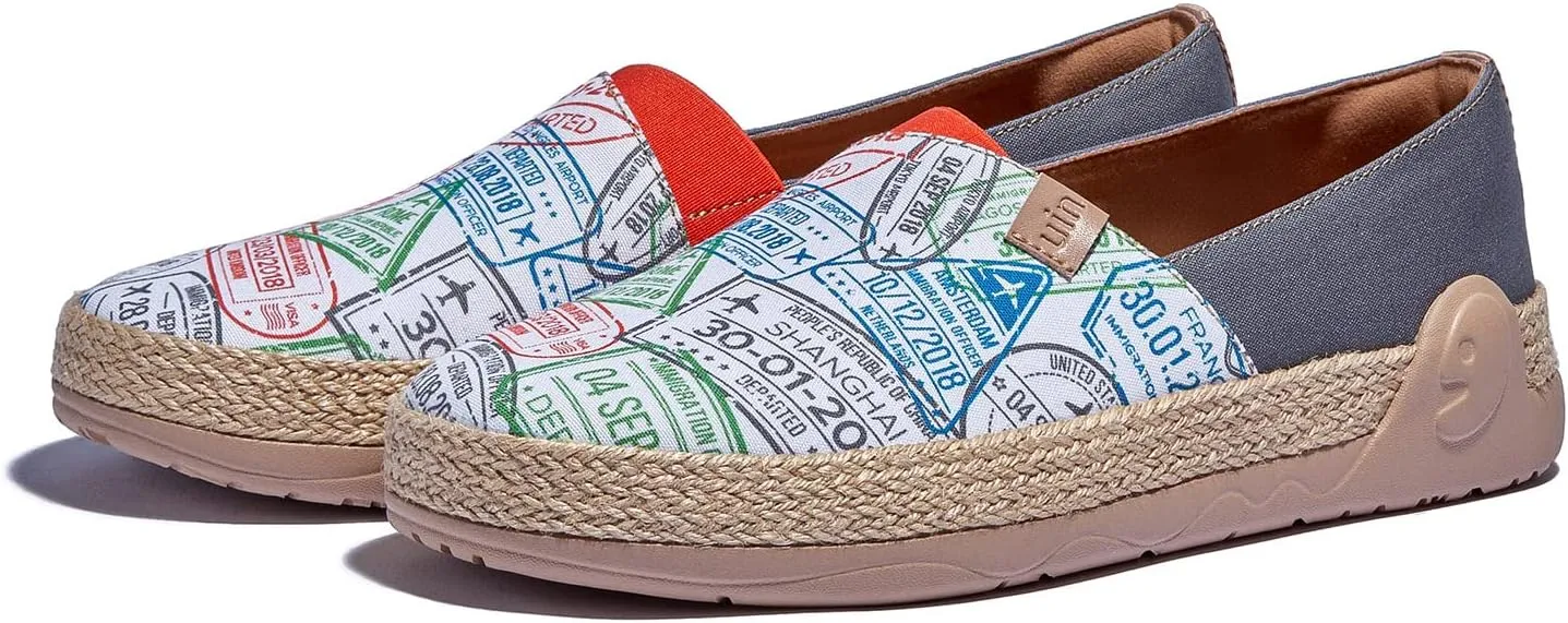 UIN Women's Espadrilles Slip On Lightweight Walking Casual Loafers Comfortable Art Painted Travel Shoes Marbella Series