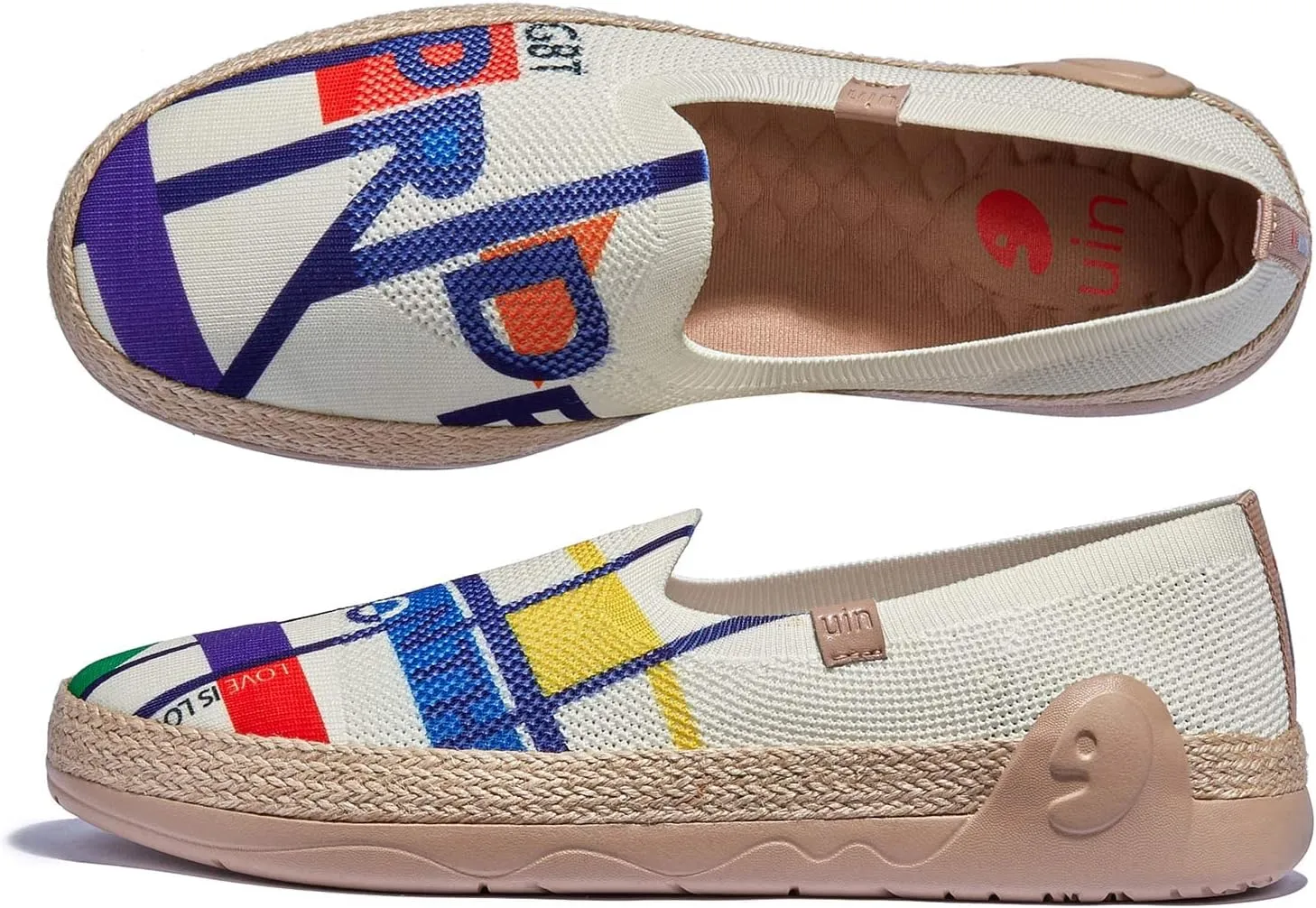 UIN Women's Espadrilles Slip On Lightweight Walking Casual Loafers Comfortable Art Painted Travel Shoes Marbella Series