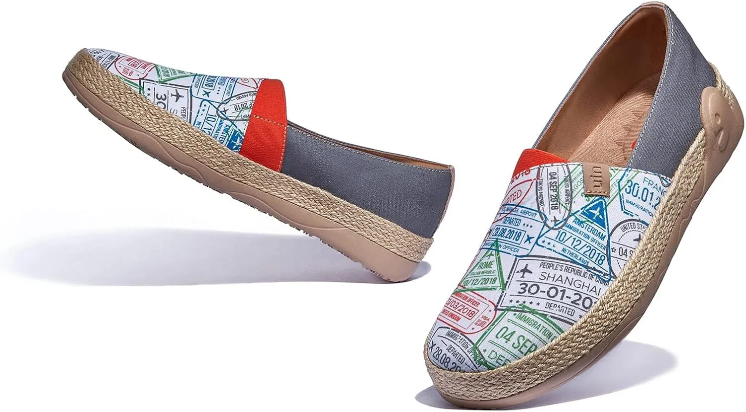 UIN Women's Espadrilles Slip On Lightweight Walking Casual Loafers Comfortable Art Painted Travel Shoes Marbella Series