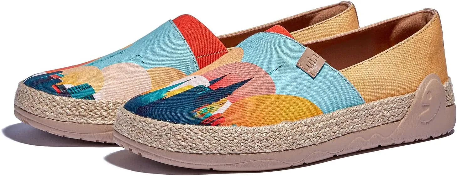 UIN Women's Espadrilles Slip On Lightweight Walking Casual Loafers Comfortable Art Painted Travel Shoes Marbella Series