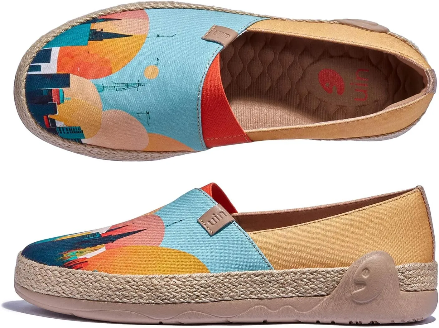 UIN Women's Espadrilles Slip On Lightweight Walking Casual Loafers Comfortable Art Painted Travel Shoes Marbella Series