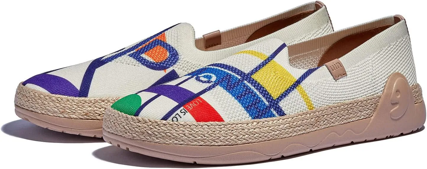 UIN Women's Espadrilles Slip On Lightweight Walking Casual Loafers Comfortable Art Painted Travel Shoes Marbella Series