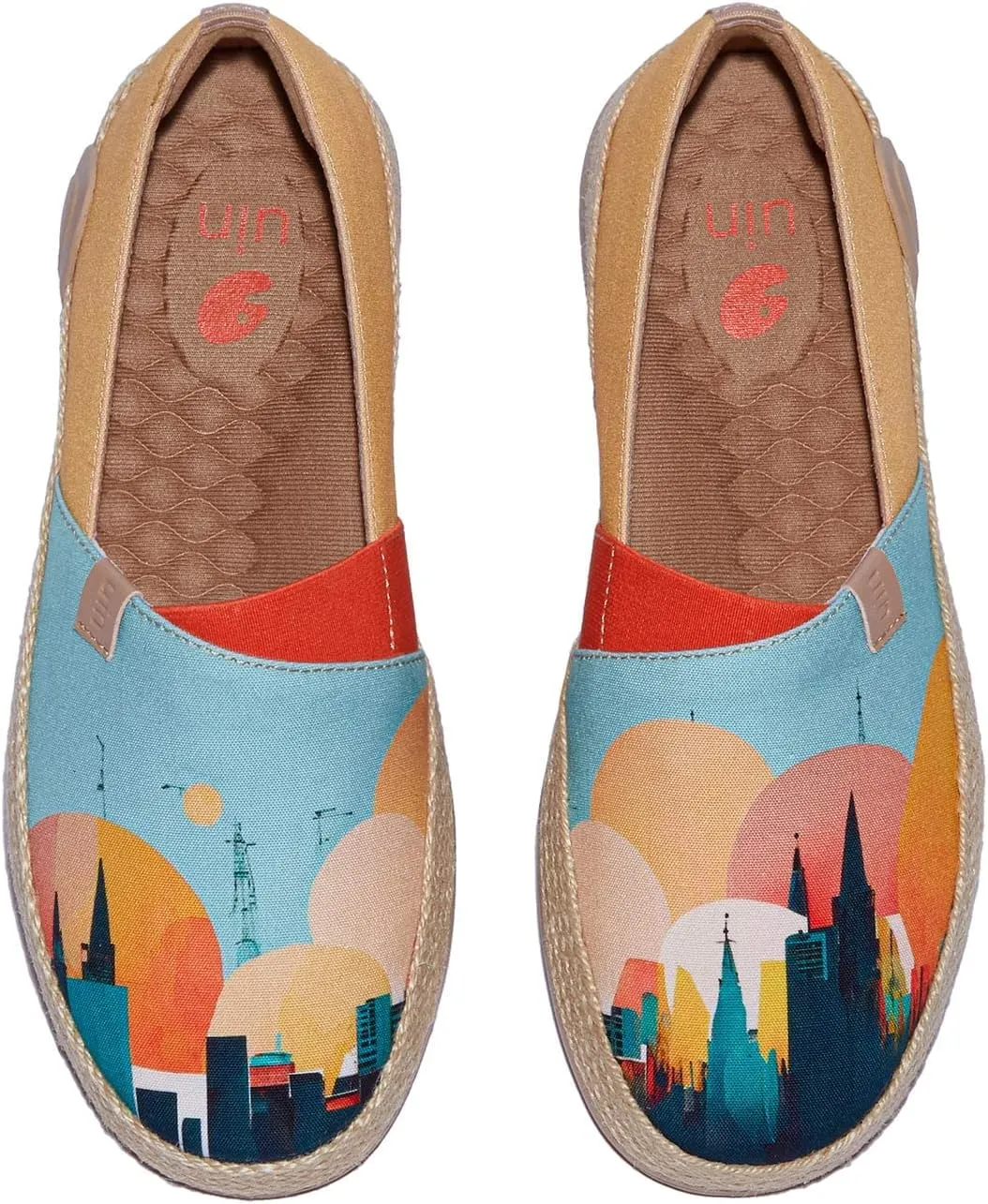 UIN Women's Espadrilles Slip On Lightweight Walking Casual Loafers Comfortable Art Painted Travel Shoes Marbella Series