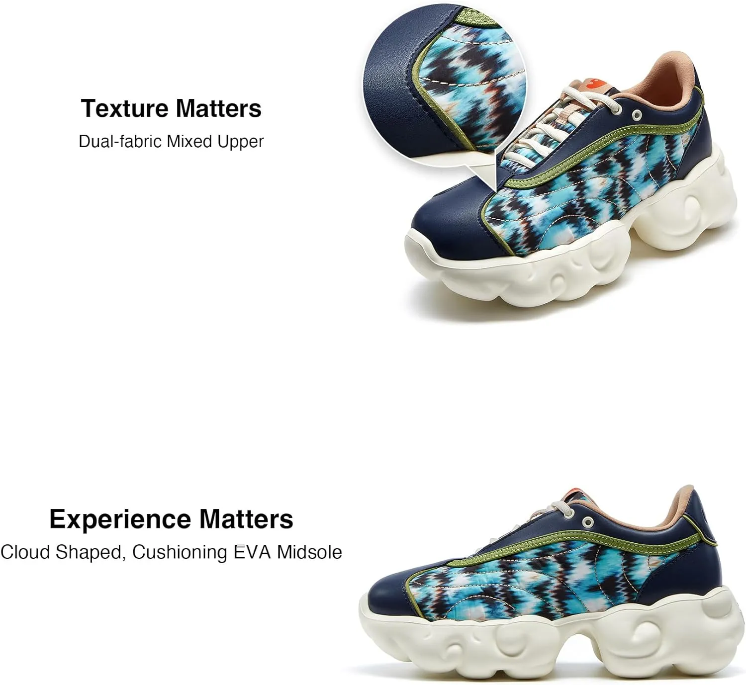 UIN Women's Platform Fashion Sneakers Chunky Walking Art Travel Shoes Cloud Series