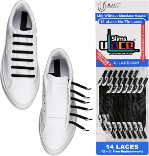 uLace Slims No-Tie Shoelaces - Elastic Shoe Laces for Sneakers | Stretchy, Elastic Laces | Easy Installation - 14 Laces