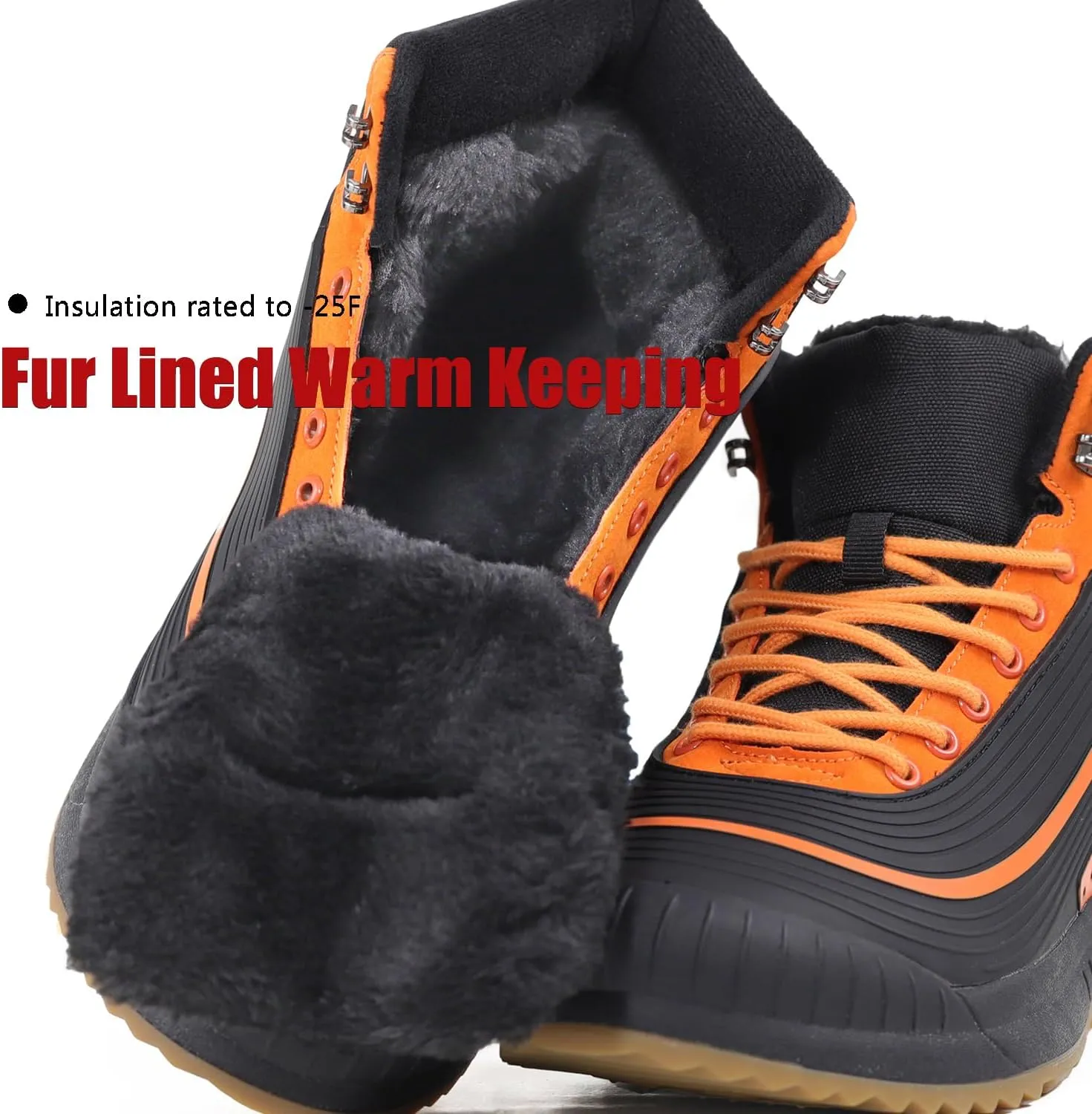 ulogu Snow Boots for Men Women丨Insulated Waterproof Fur Lined Booties丨Non Slip Lightweight Winter Shoes