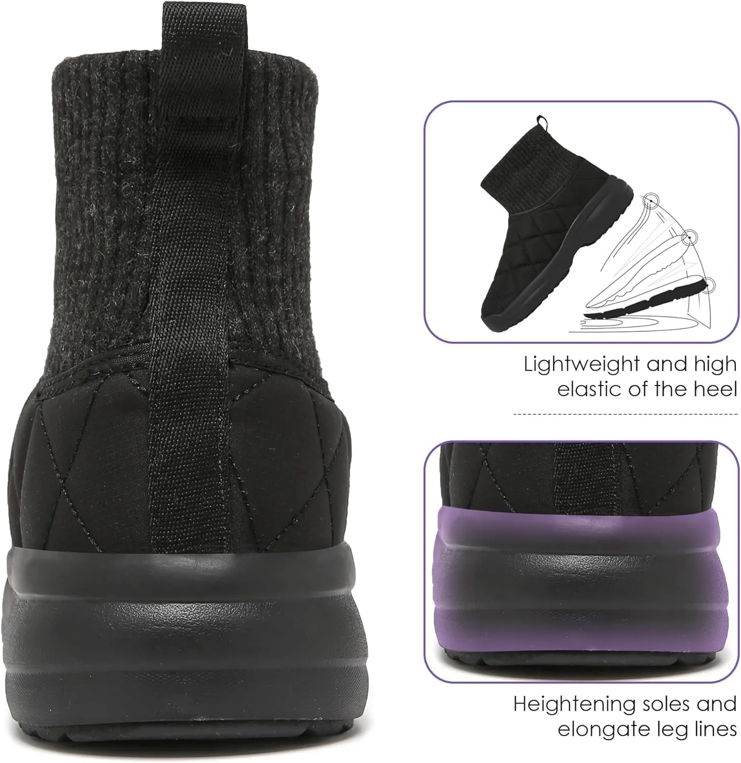 ulogu Snow Boots for Men Women丨Insulated Waterproof Fur Lined Booties丨Non Slip Lightweight Winter Shoes