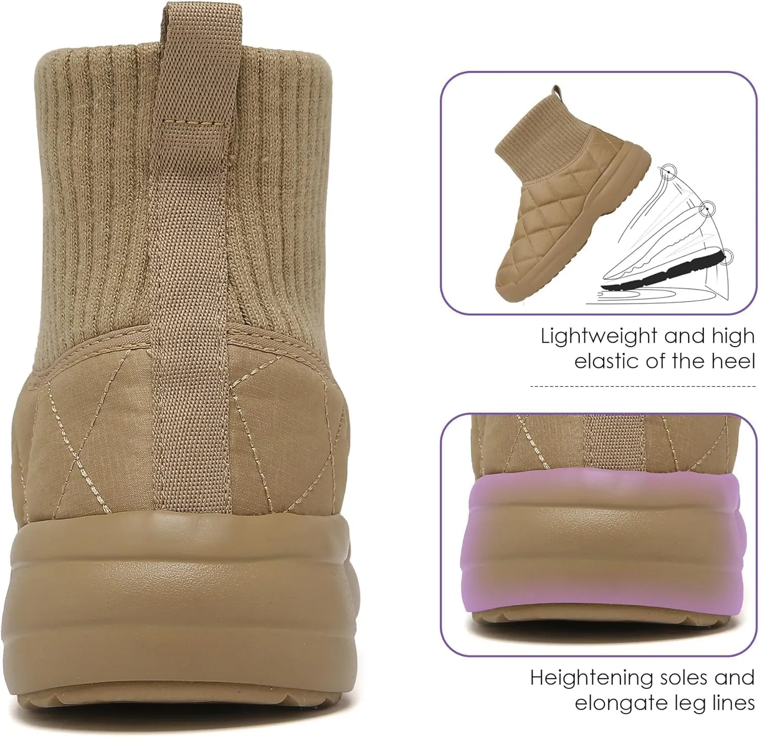 ulogu Snow Boots for Men Women丨Insulated Waterproof Fur Lined Booties丨Non Slip Lightweight Winter Shoes