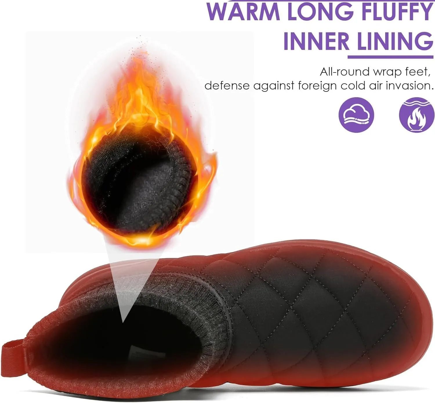 ulogu Snow Boots for Men Women丨Insulated Waterproof Fur Lined Booties丨Non Slip Lightweight Winter Shoes