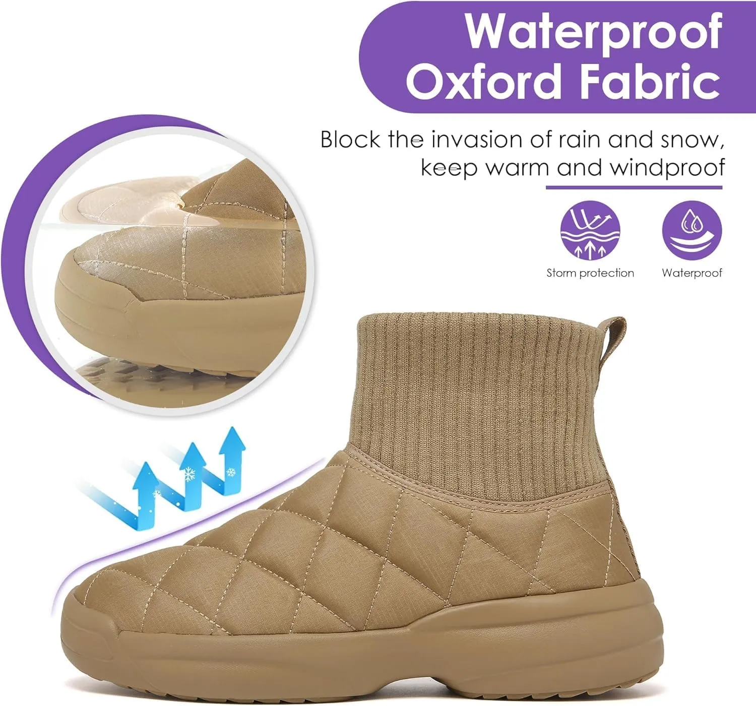 ulogu Snow Boots for Men Women丨Insulated Waterproof Fur Lined Booties丨Non Slip Lightweight Winter Shoes