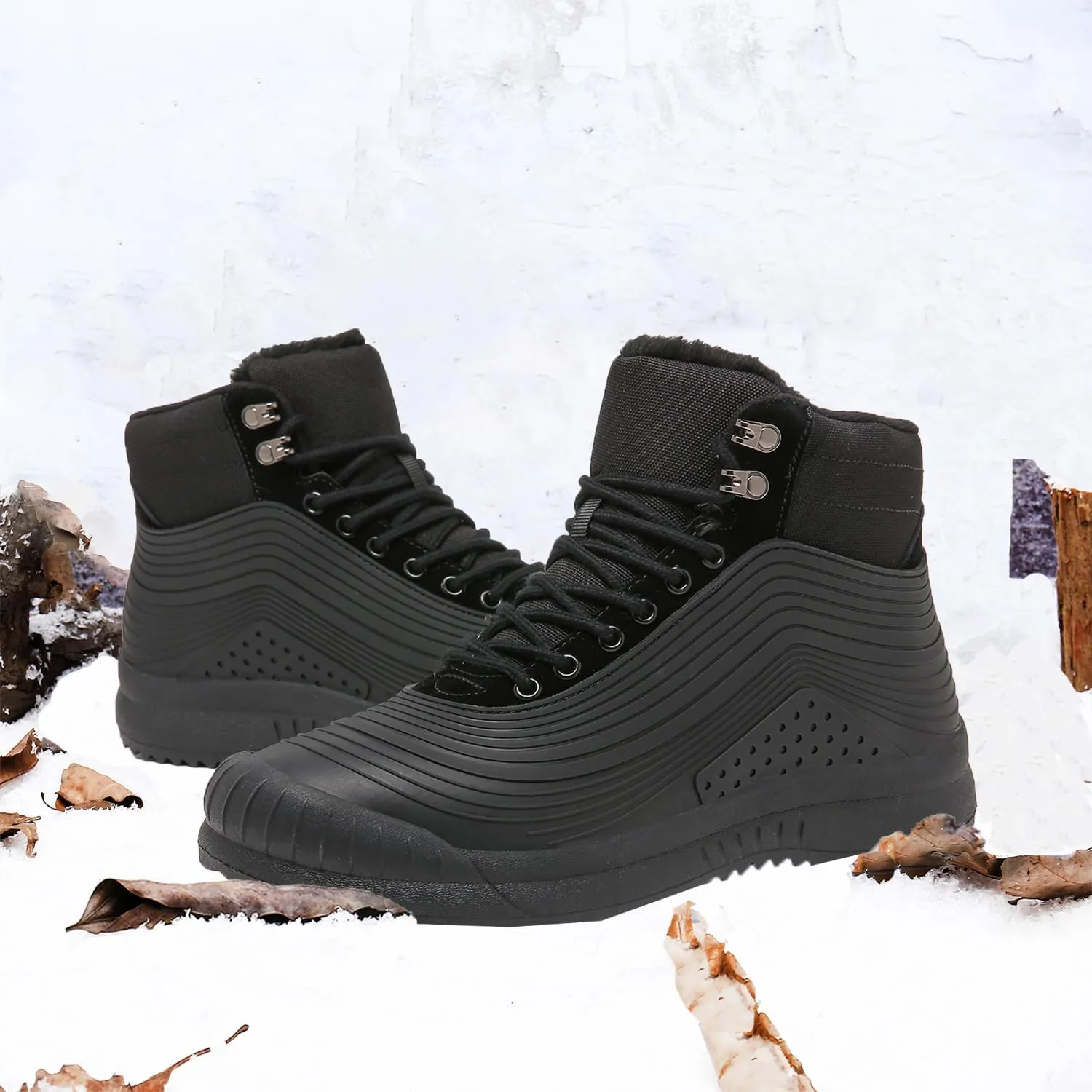 ulogu Snow Boots for Men Women丨Insulated Waterproof Fur Lined Booties丨Non Slip Lightweight Winter Shoes