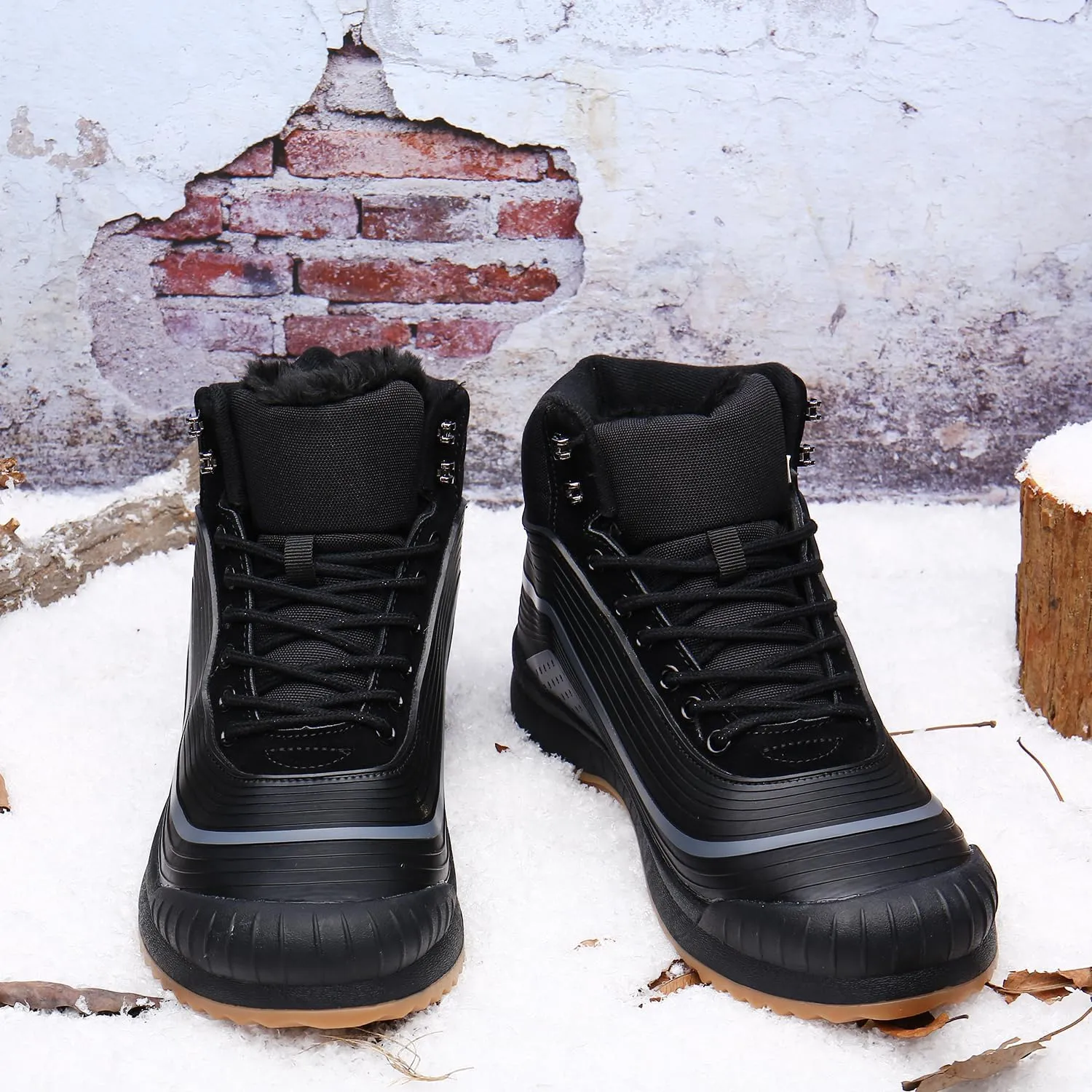ulogu Snow Boots for Men Women丨Insulated Waterproof Fur Lined Booties丨Non Slip Lightweight Winter Shoes