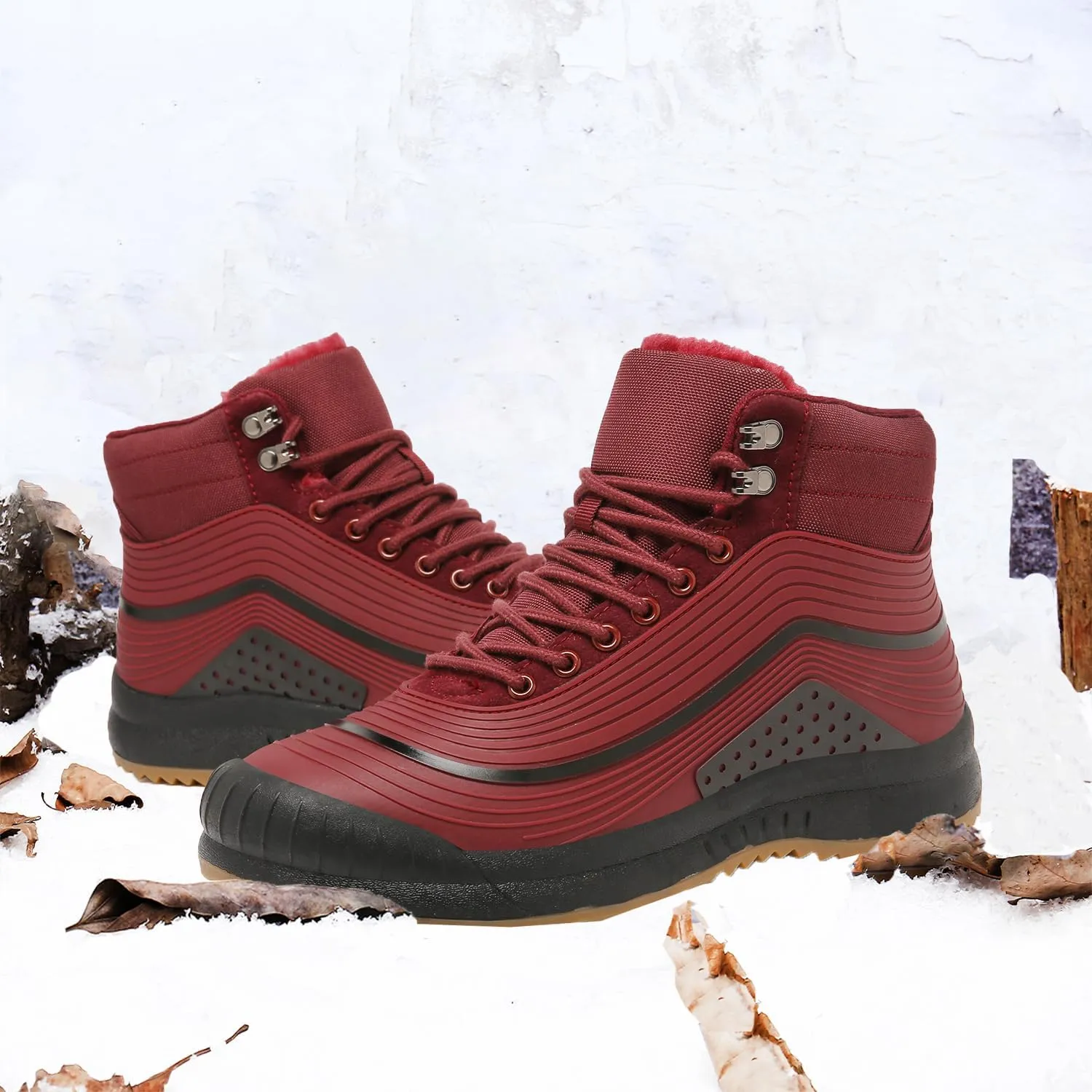 ulogu Snow Boots for Men Women丨Insulated Waterproof Fur Lined Booties丨Non Slip Lightweight Winter Shoes
