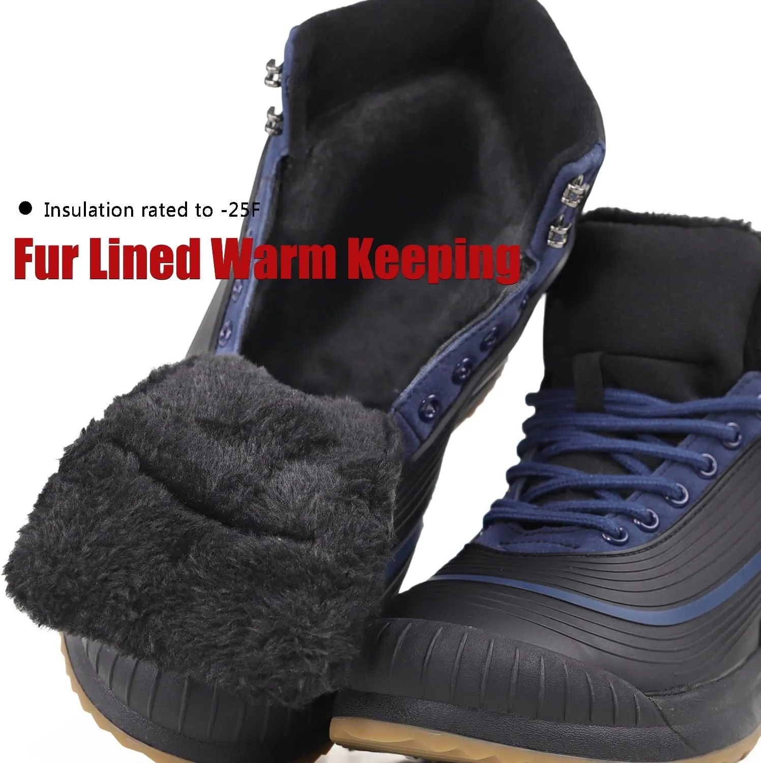 ulogu Snow Boots for Men Women丨Insulated Waterproof Fur Lined Booties丨Non Slip Lightweight Winter Shoes