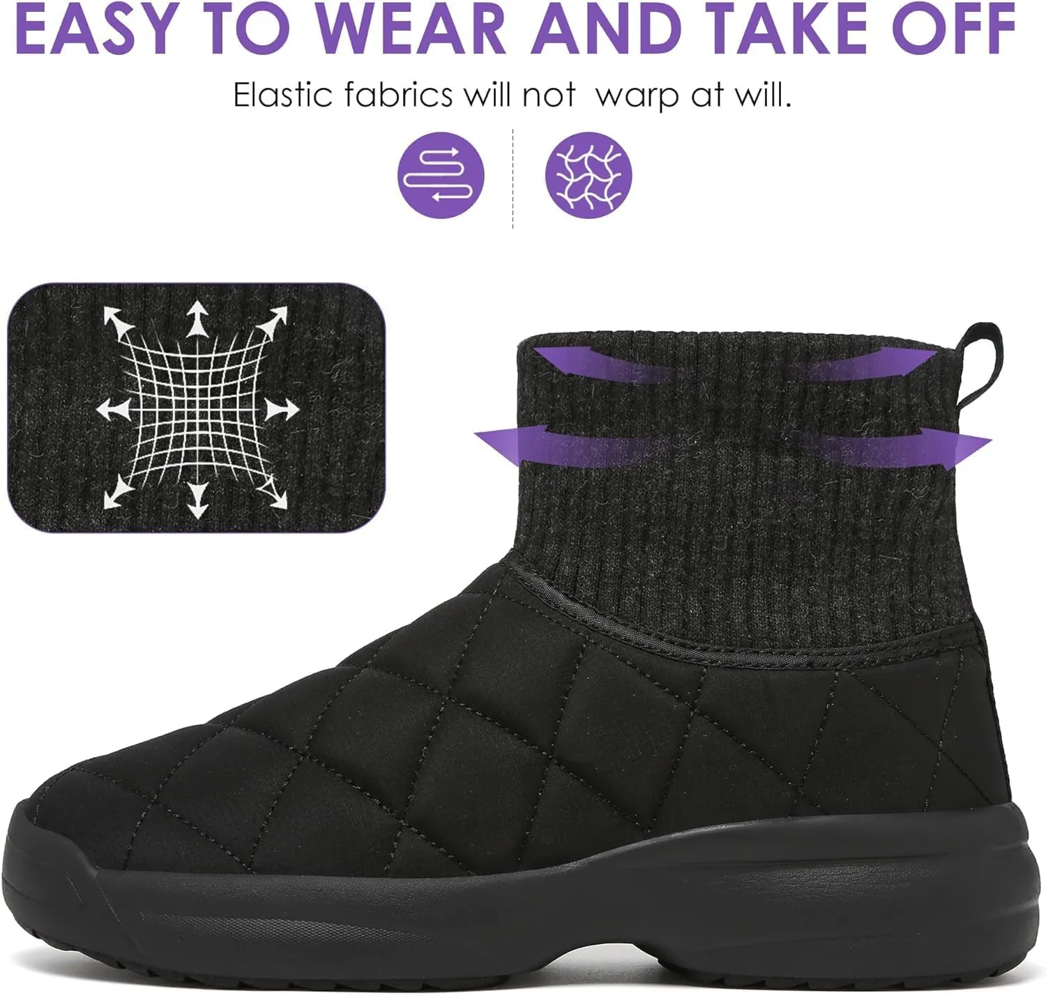 ulogu Snow Boots for Men Women丨Insulated Waterproof Fur Lined Booties丨Non Slip Lightweight Winter Shoes
