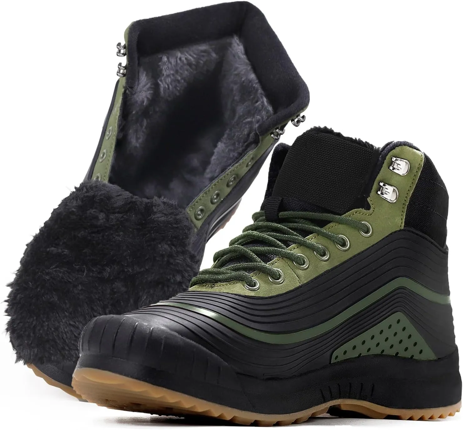 ulogu Snow Boots for Men Women丨Insulated Waterproof Fur Lined Booties丨Non Slip Lightweight Winter Shoes