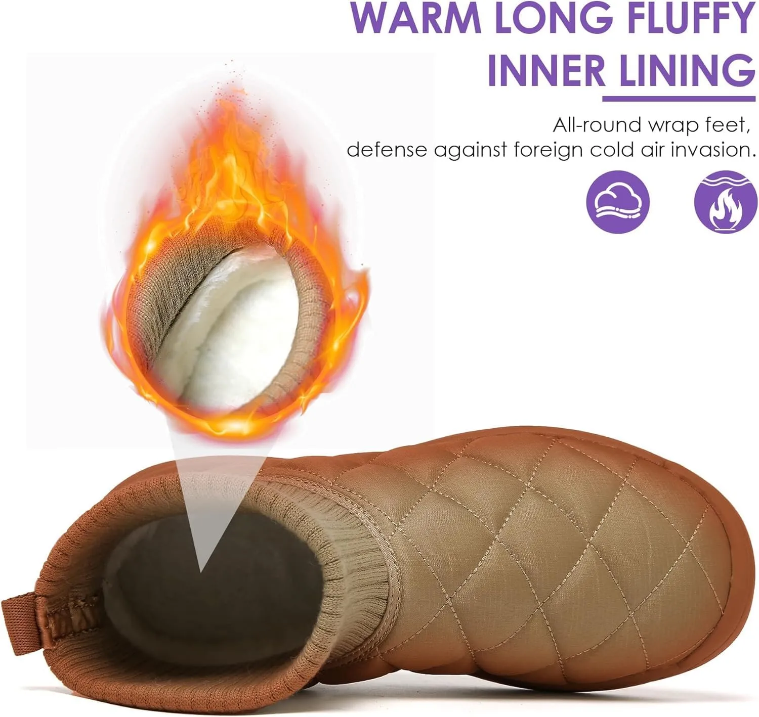 ulogu Snow Boots for Men Women丨Insulated Waterproof Fur Lined Booties丨Non Slip Lightweight Winter Shoes