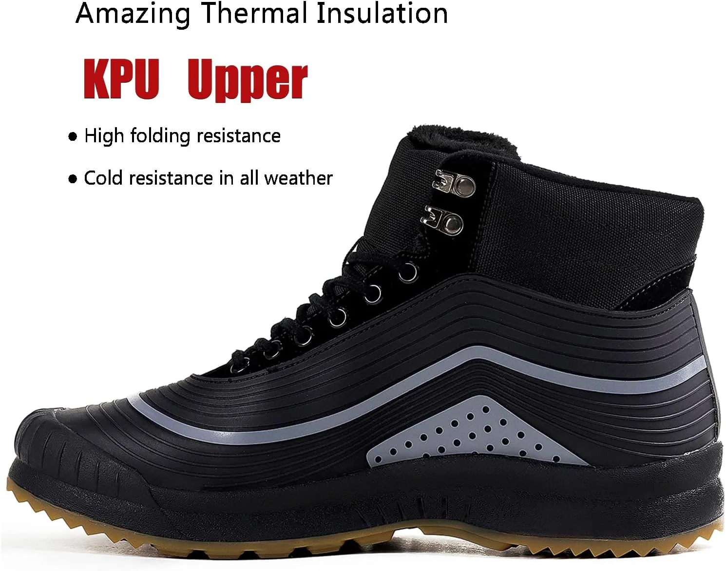 ulogu Snow Boots for Men Women丨Insulated Waterproof Fur Lined Booties丨Non Slip Lightweight Winter Shoes