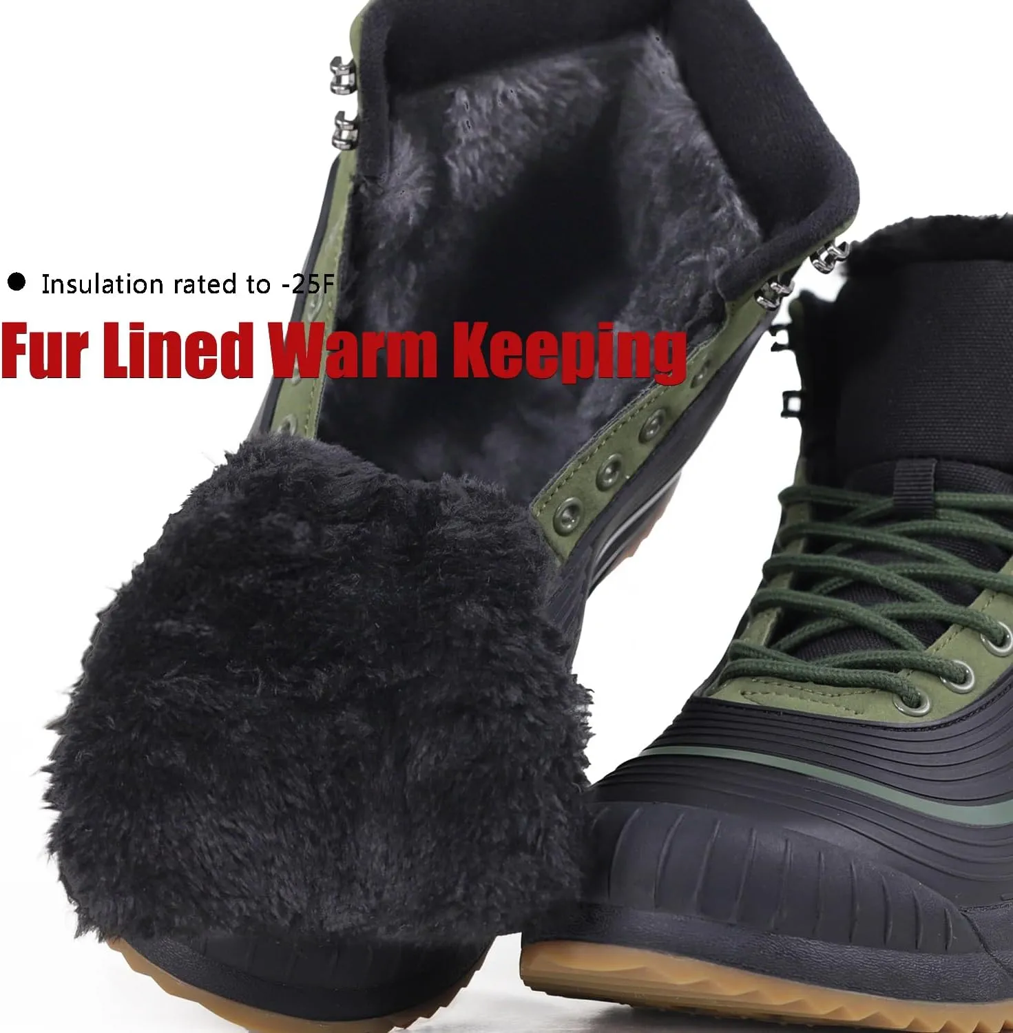 ulogu Snow Boots for Men Women丨Insulated Waterproof Fur Lined Booties丨Non Slip Lightweight Winter Shoes