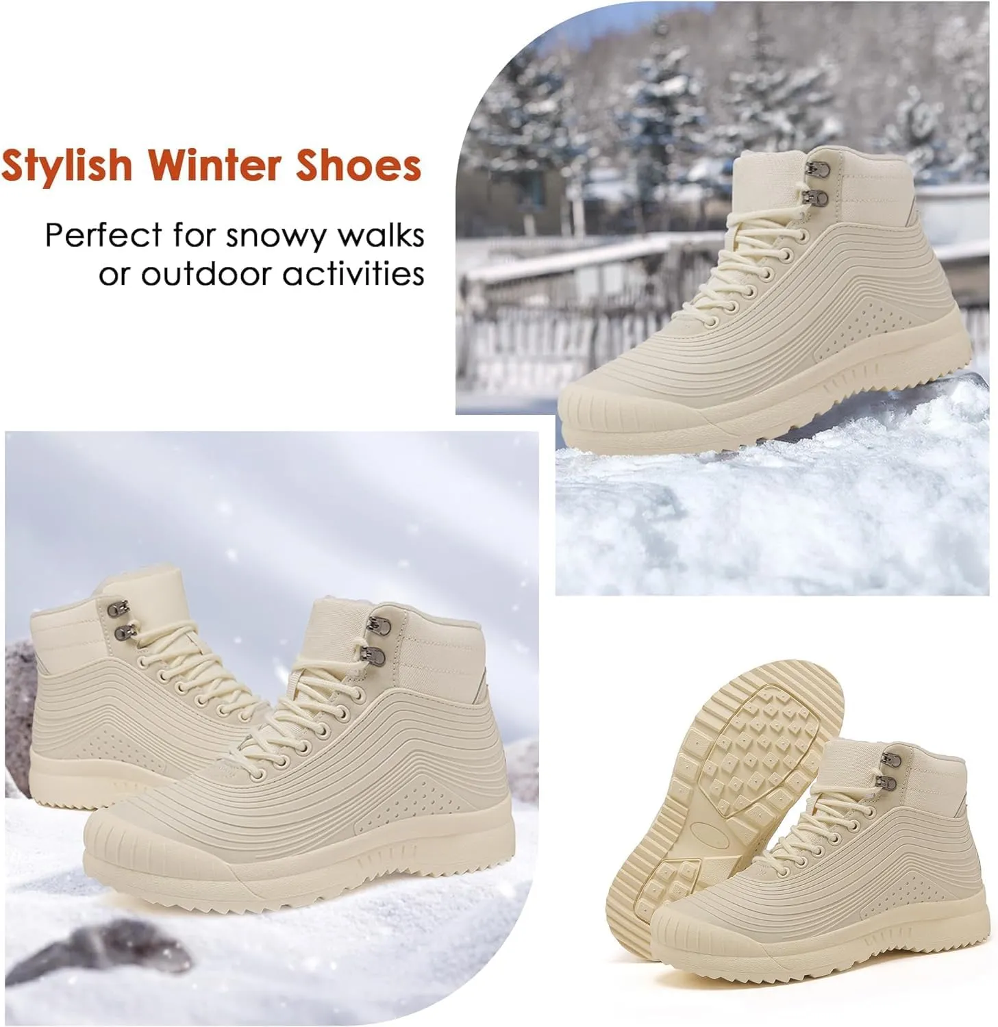 ulogu Snow Boots for Men Women丨Insulated Waterproof Fur Lined Booties丨Non Slip Lightweight Winter Shoes
