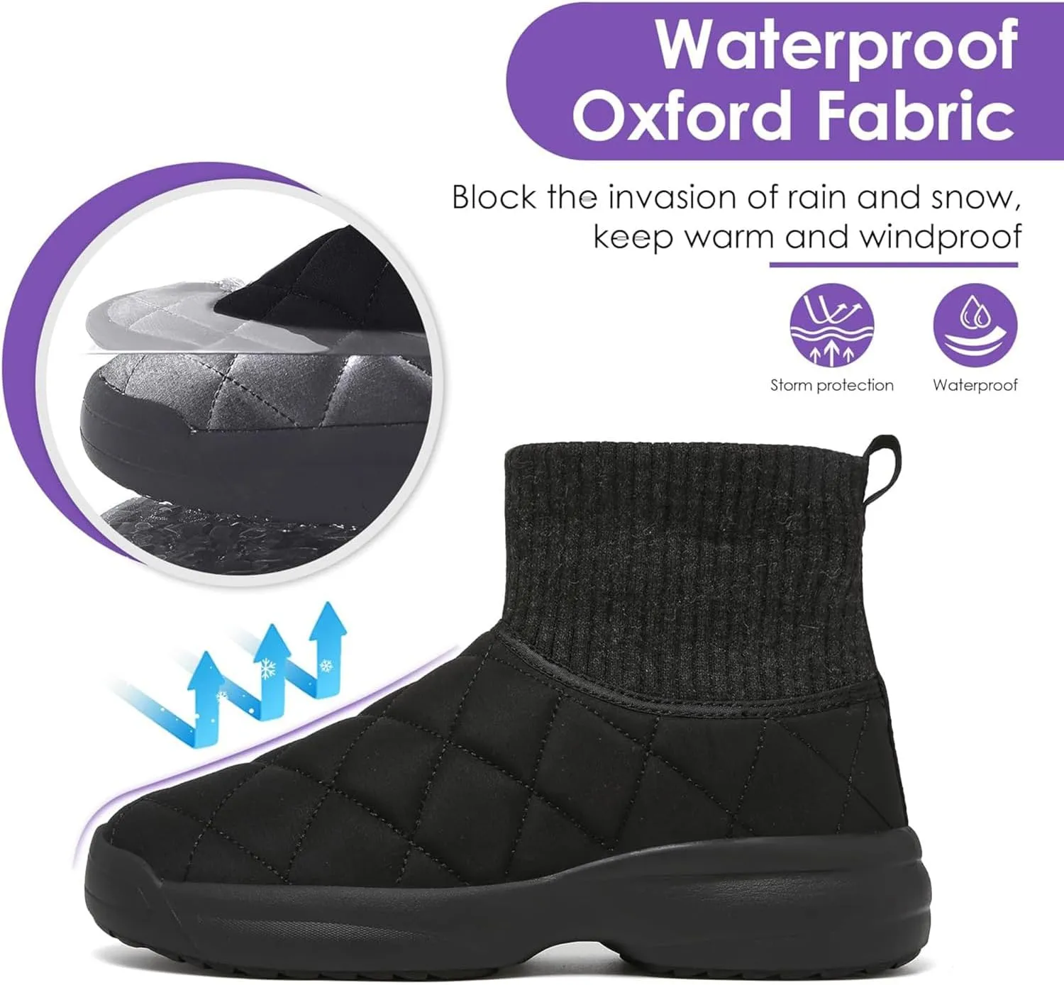 ulogu Snow Boots for Men Women丨Insulated Waterproof Fur Lined Booties丨Non Slip Lightweight Winter Shoes