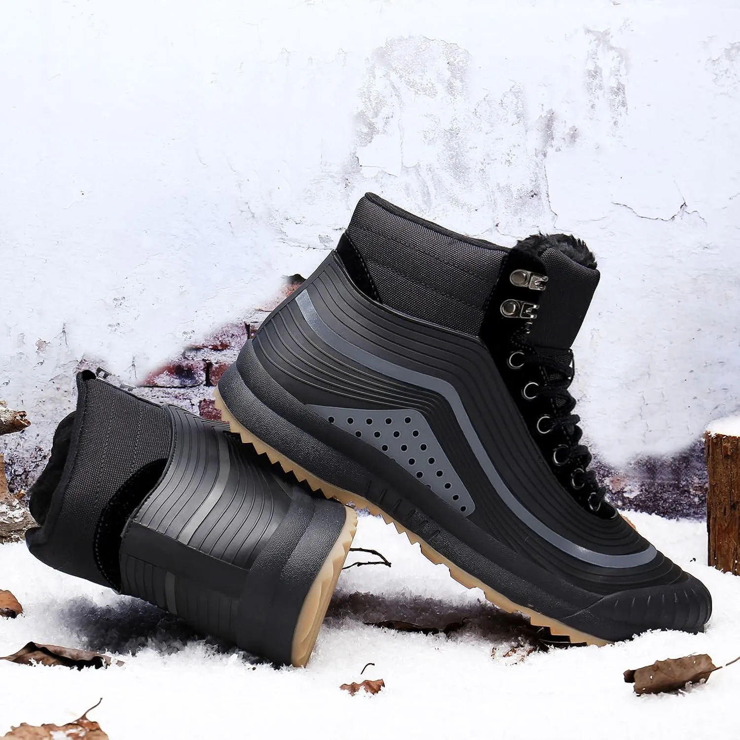 ulogu Snow Boots for Men Women丨Insulated Waterproof Fur Lined Booties丨Non Slip Lightweight Winter Shoes