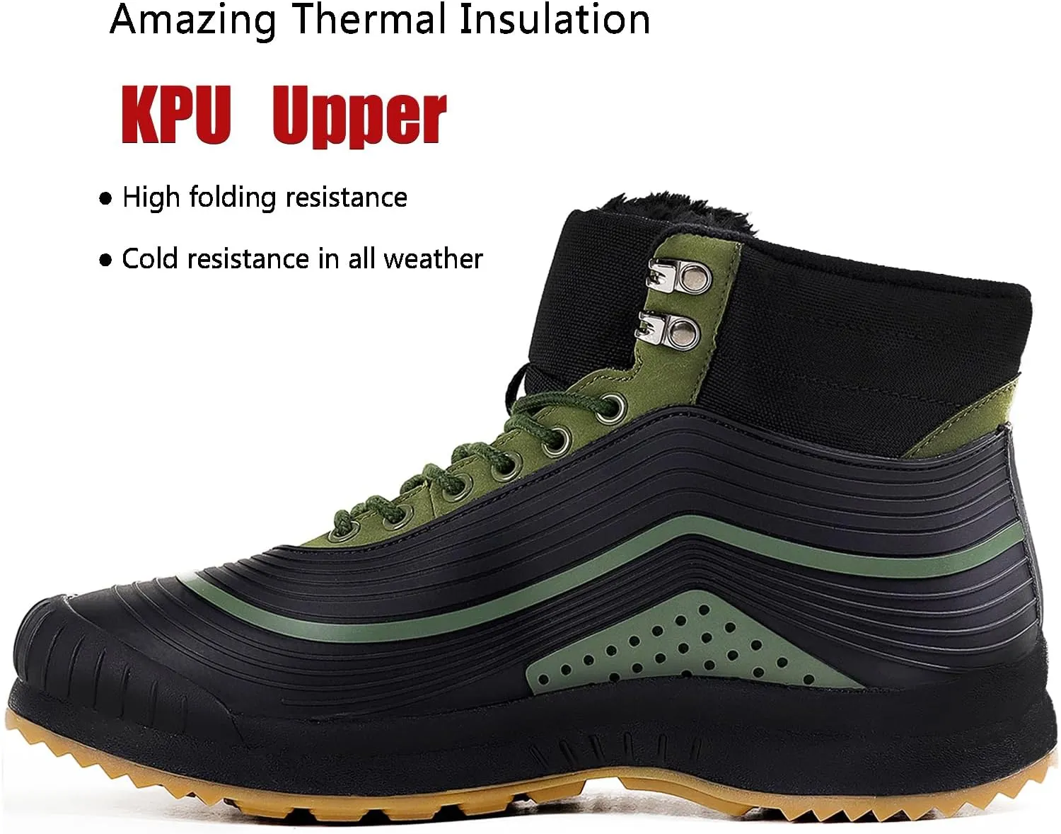 ulogu Snow Boots for Men Women丨Insulated Waterproof Fur Lined Booties丨Non Slip Lightweight Winter Shoes