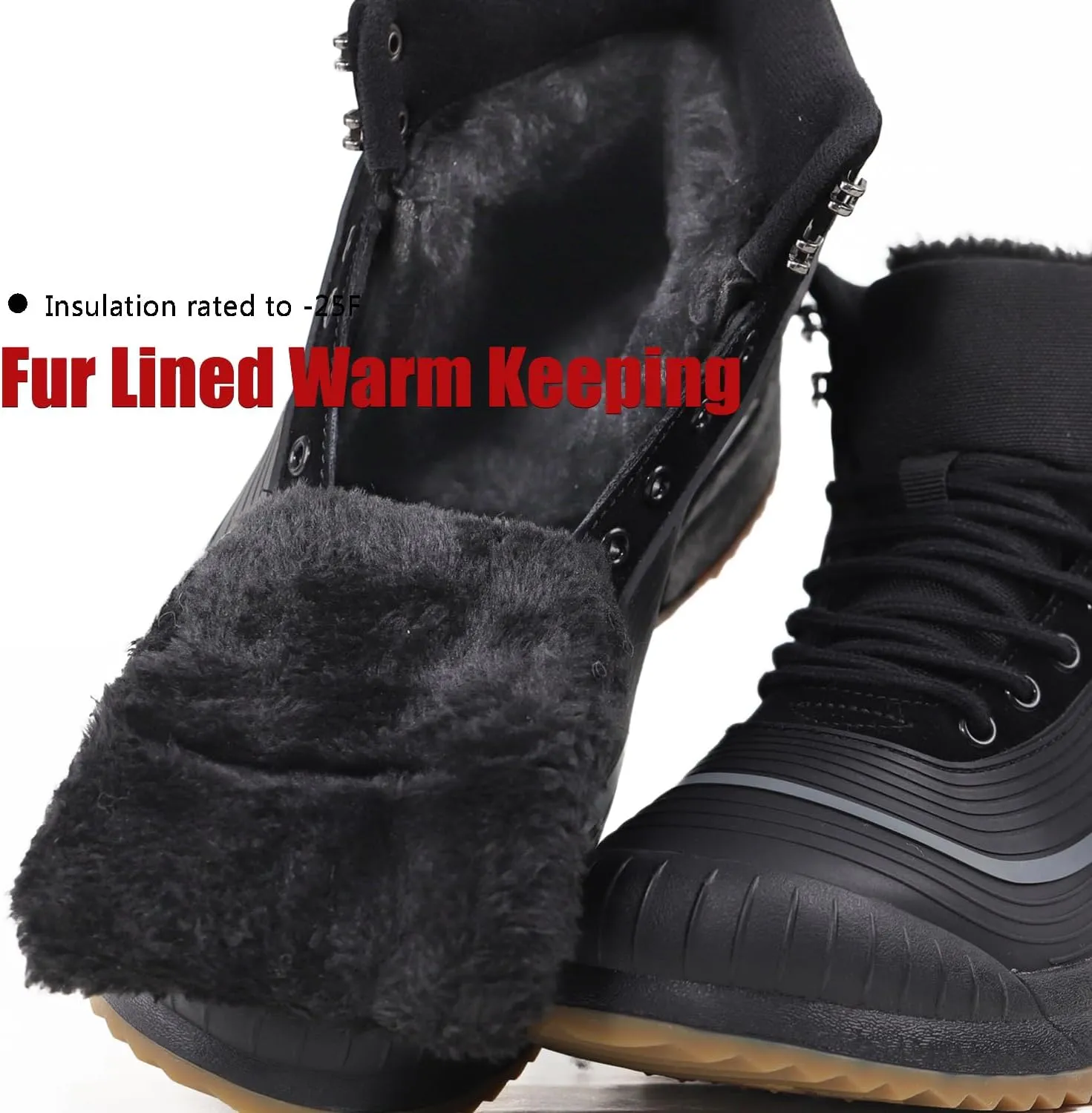 ulogu Snow Boots for Men Women丨Insulated Waterproof Fur Lined Booties丨Non Slip Lightweight Winter Shoes