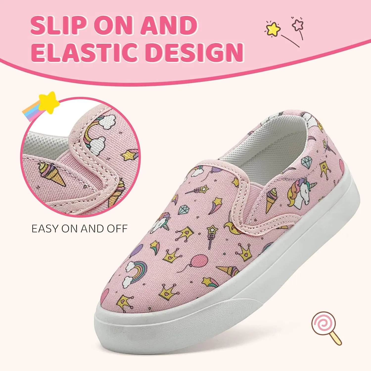 Unisex Canvas Sneakers Comfortable Breathable Casual Toddler Shoes Non-Slip Toddler Girl Sneakers