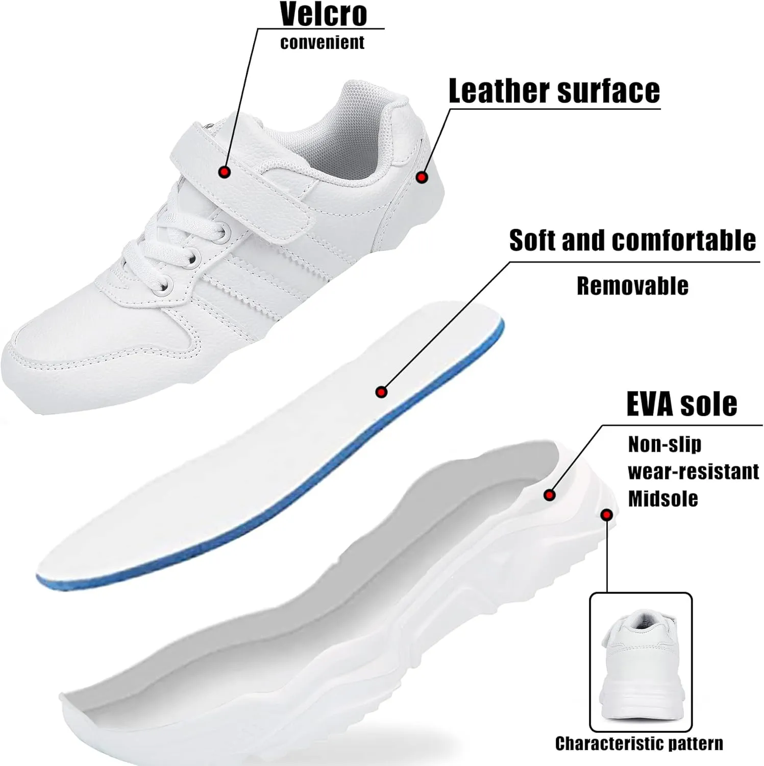 Unisex-Child White Boys Girls Shoes Antiskid Tennis Sneakers Outdoor Casual Kids Shoes Running Shoes(Toddler/Little Kid/Big Kid)