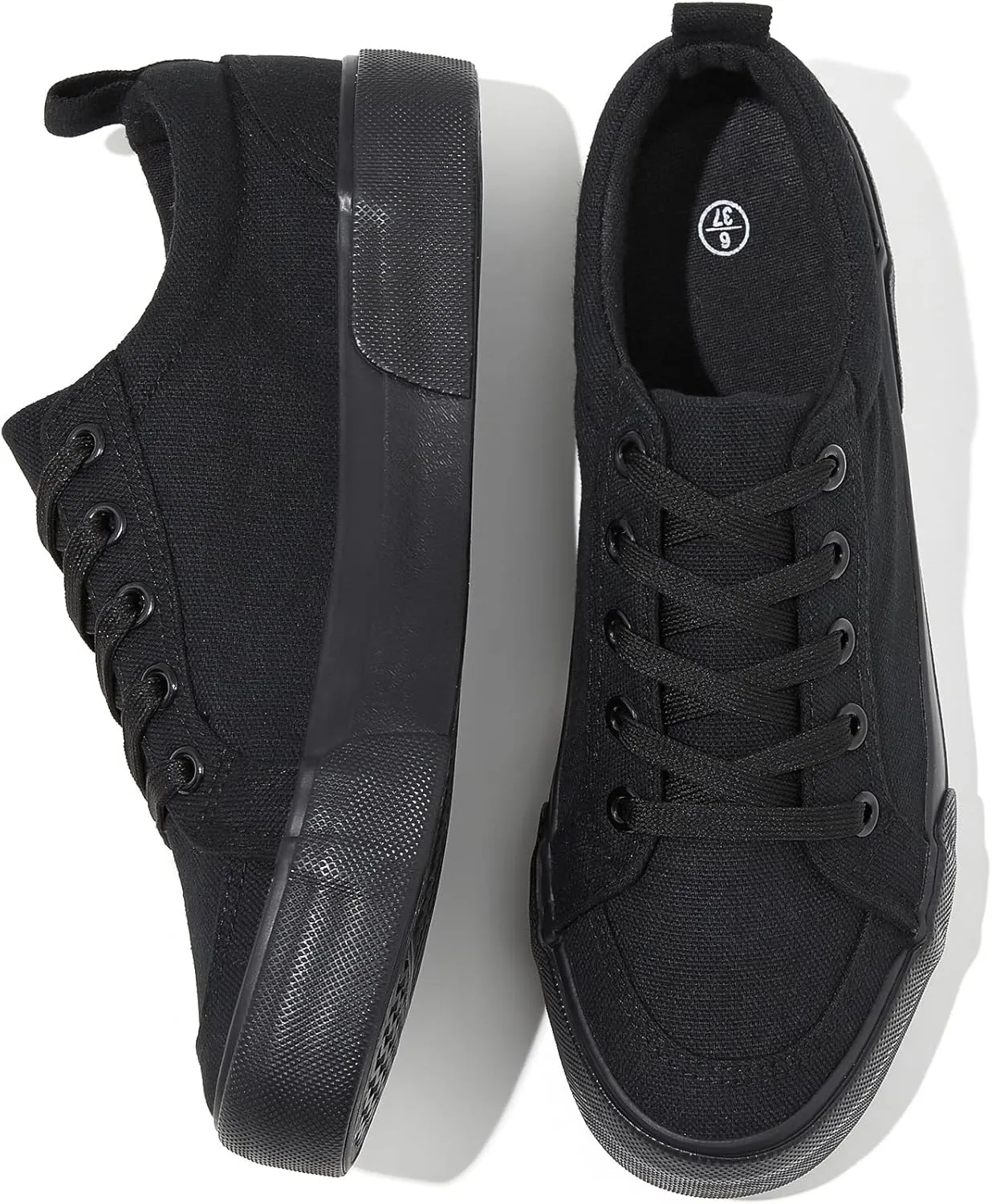 Uoidru Canvas Shoes for Women White Tennis Sneakers Womens Black Shoes Casual Comfortable Low Top Skateboard Fashion Sneakers