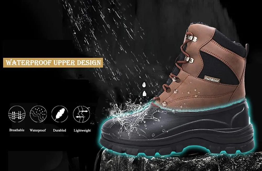 UPSOLO Mens Duck Boots Winter Snow Boot Waterproof Insulated Anti-Slip Fully Fur Lined Casual Lightweight