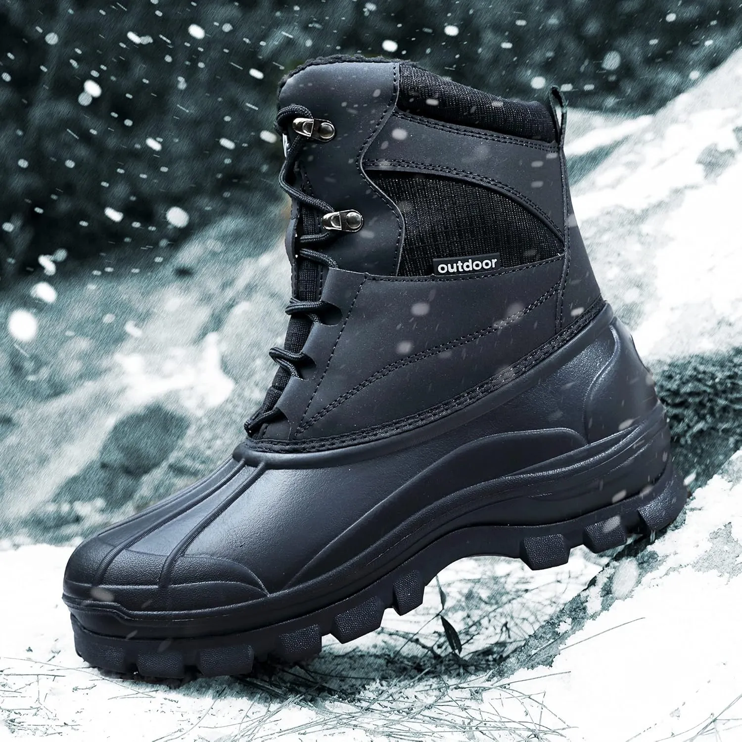 UPSOLO Mens Duck Boots Winter Snow Boot Waterproof Insulated Anti-Slip Fully Fur Lined Casual Lightweight