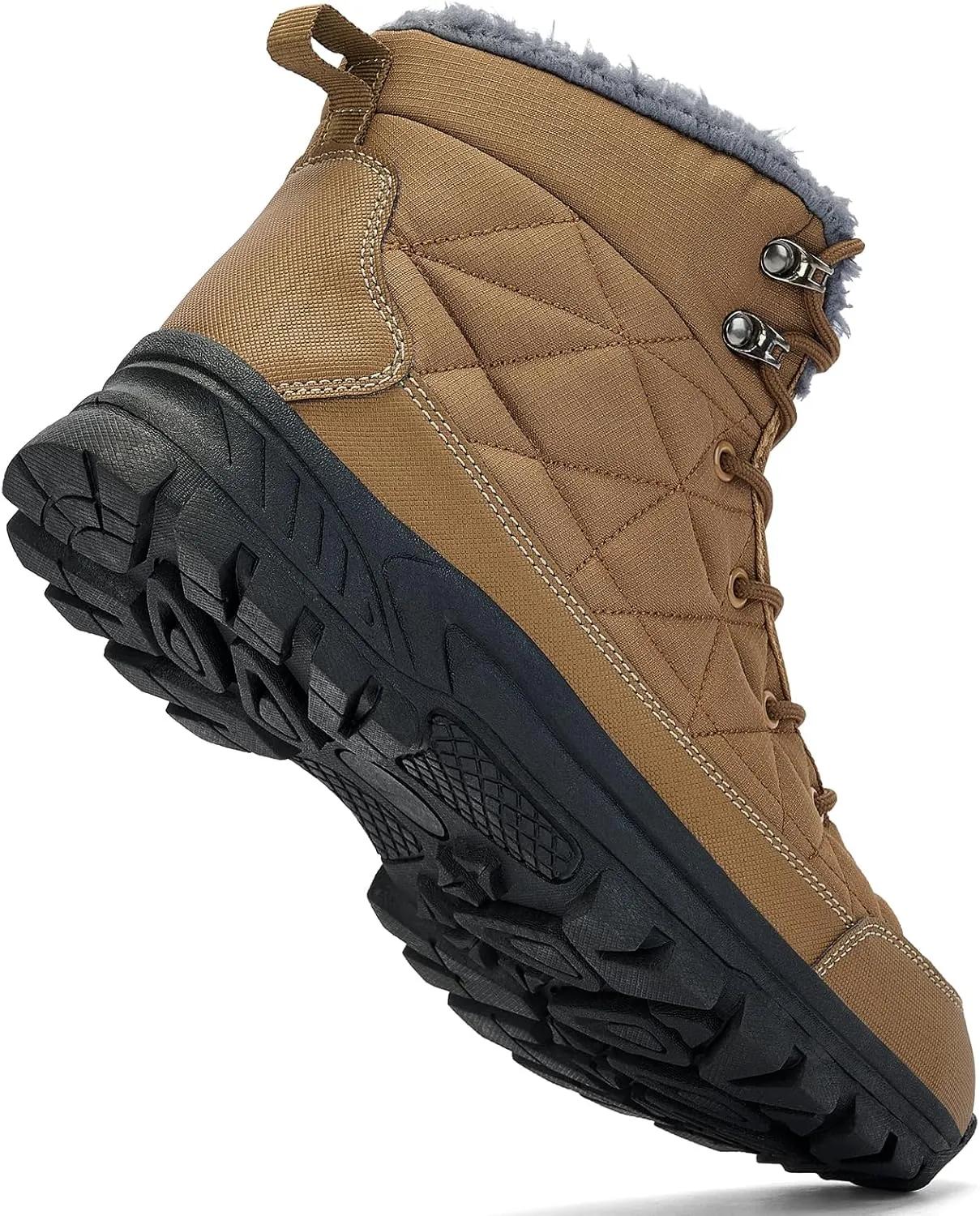 UPSOLO Men's Snow Winter Boots Lightweight Waterproof Fur Lined Anti-slip Cold Weather Shoes