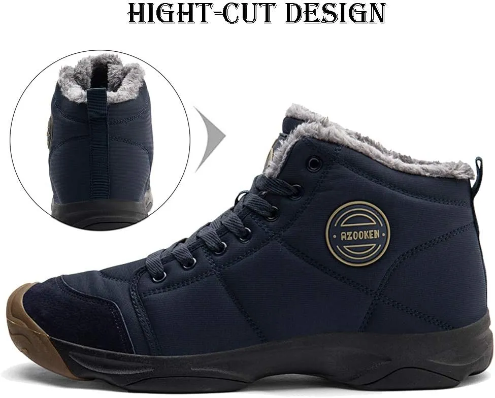 UPSOLO Mens Winter Trekking Snow Boots Water Resistant Shoes Anti-Slip Fully Fur Lined Casual Lightweight Hiking Boot