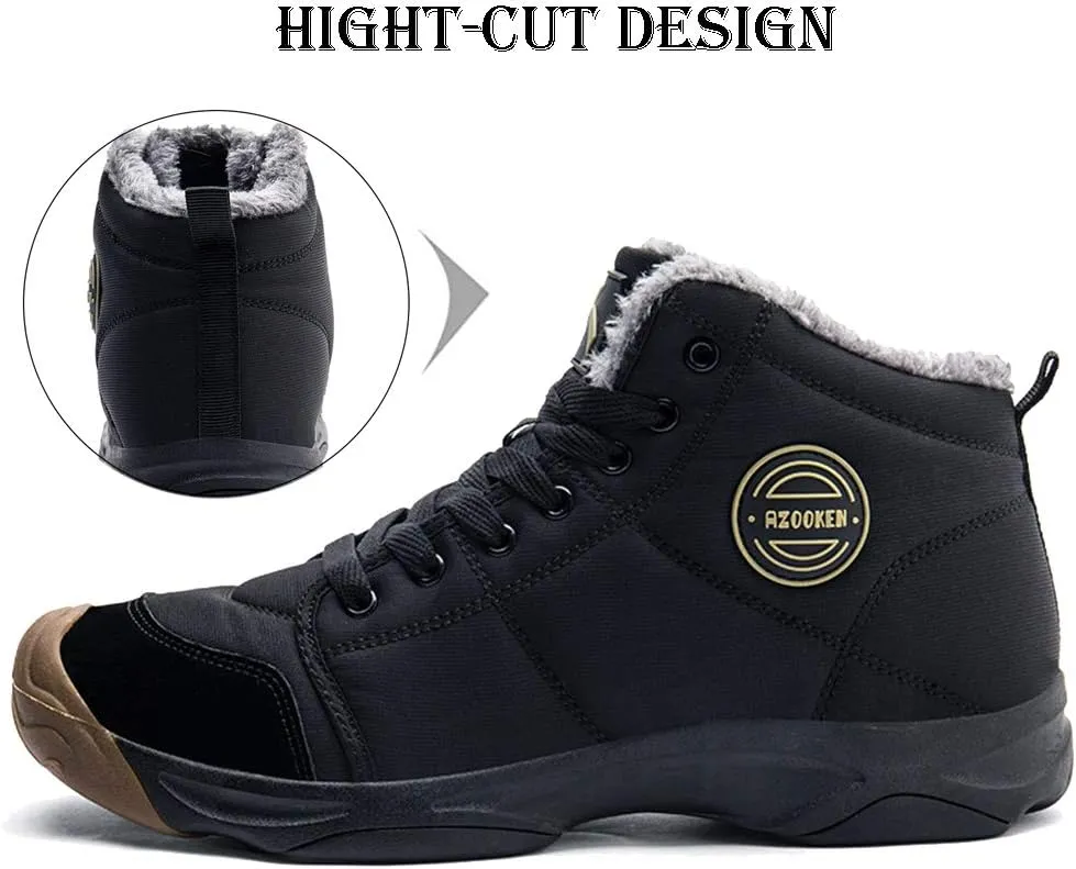 UPSOLO Mens Winter Trekking Snow Boots Water Resistant Shoes Anti-Slip Fully Fur Lined Casual Lightweight Hiking Boot