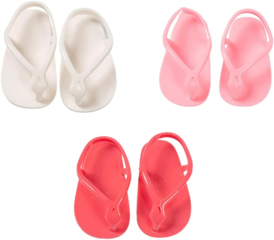 Value Pack of Dollshoes 3 Pairs of Handmade Mini Sandals for Girls Doll Accessory and Shoes Toy