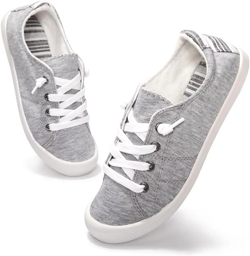 Vanessa Women's Slip On Canvas Shoes Low Top Fashion Sneakers Casual Flats Walking Shoes Comfy Loafers