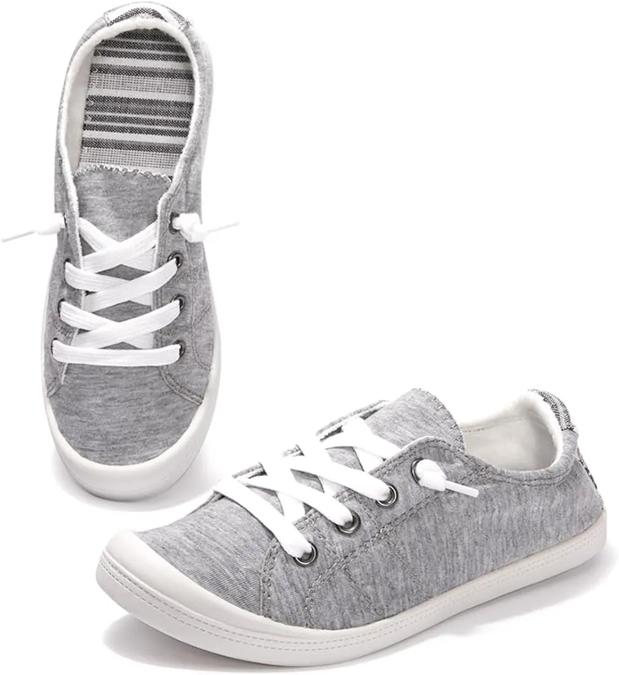 Vanessa Women's Slip On Canvas Shoes Low Top Fashion Sneakers Casual Flats Walking Shoes Comfy Loafers