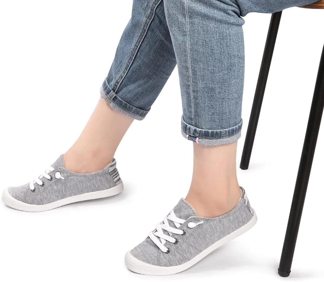 Vanessa Women's Slip On Canvas Shoes Low Top Fashion Sneakers Casual Flats Walking Shoes Comfy Loafers
