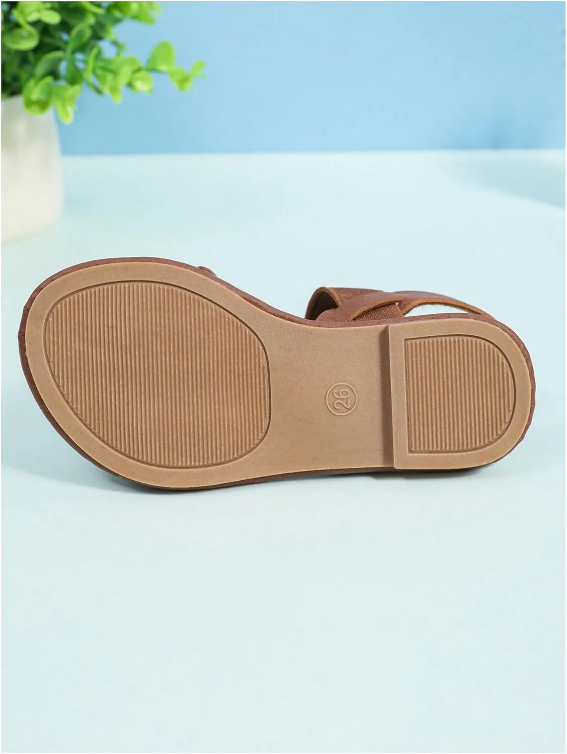 Verdusa Girl's Braided Woven Leather Sandals Ankle Strap Open Toe Flat Sandals