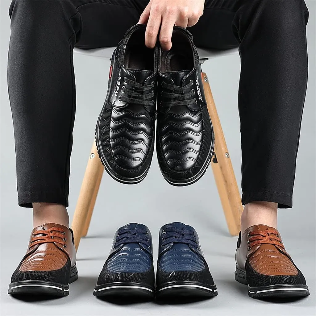 Veslexth Men Casual Business Loafers Lace-up Shoes Breathable Comfort Walking Fashion Driving Luxury Leather for Male Sneakers Work Office Dress Outdoor