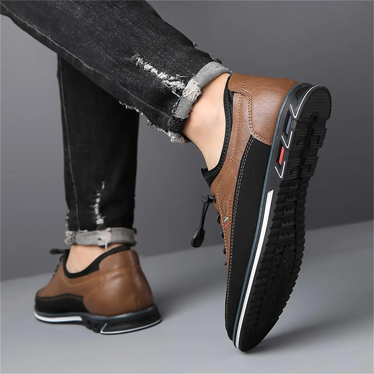 Veslexth Men Casual Business Shoes Slip-on Adjustable Loafers Driving Working Walking Party Formal Oxfords