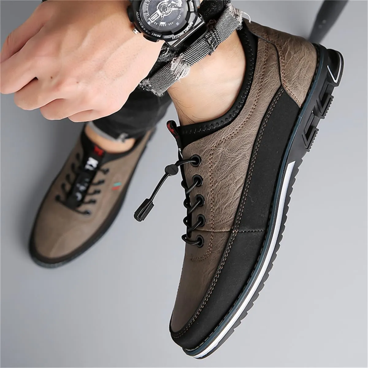 Veslexth Men Casual Business Shoes Slip-on Adjustable Loafers Driving Working Walking Party Formal Oxfords