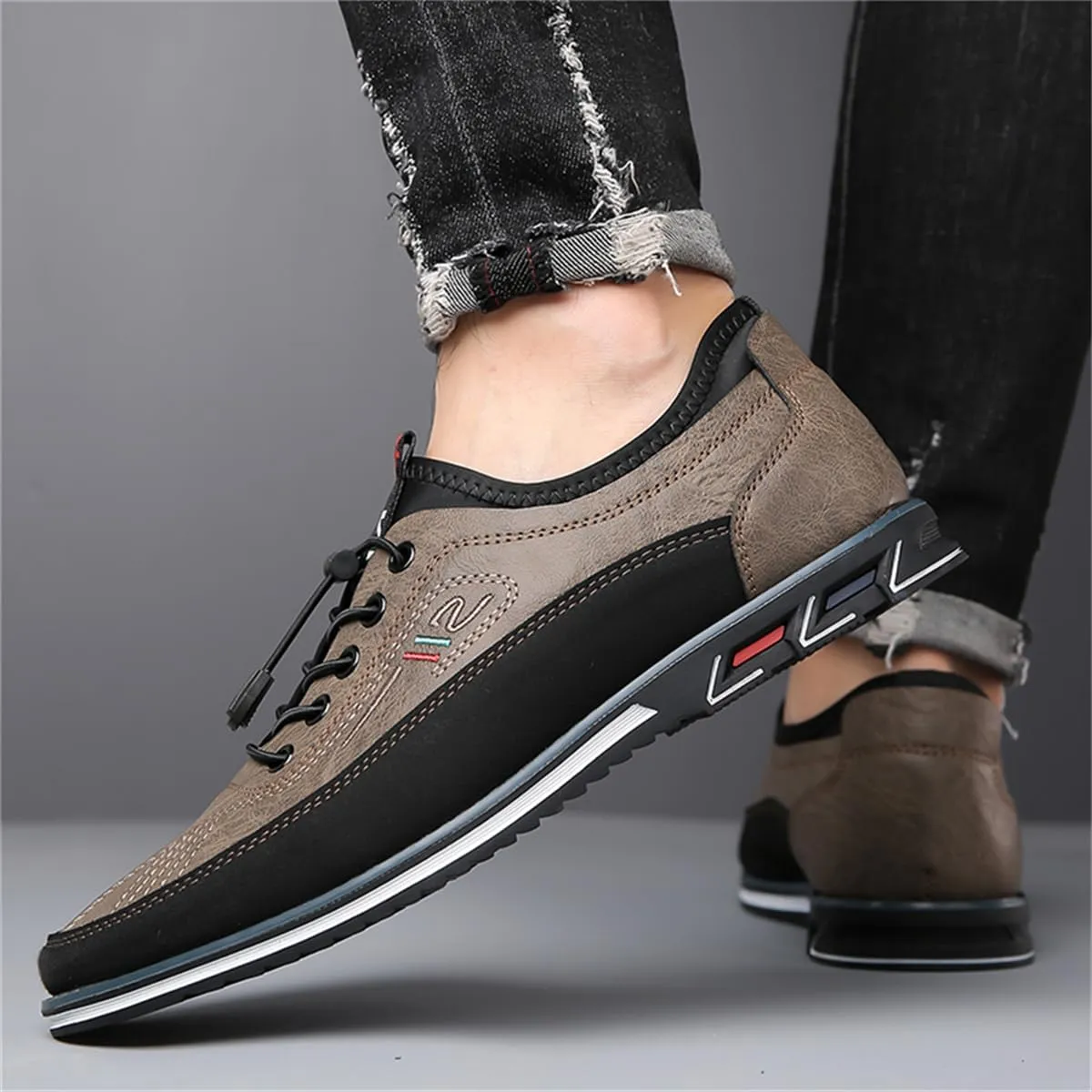 Veslexth Men Casual Business Shoes Slip-on Adjustable Loafers Driving Working Walking Party Formal Oxfords